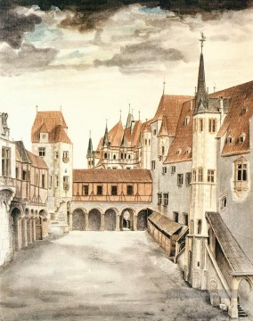 Cour de l’ancien château d’Innsbruck avec des nuages ​​Albrecht Dürer Peinture à l'huile